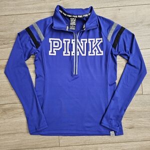 Blue Victoria's Secret PINK Quarter-Zip Ultimate Pullover